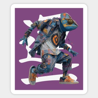 Streetwear Chameleon Runner - Retro Style with Kanji Sticker